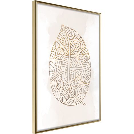 Affiche Murale Encadrée "Leaf Veins" 21 x 30 cm Or