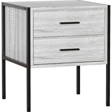 Brooklyn Table de Chevet avec 2 tiroirs, meuble de chambre, commode, Bois-Foncé (1/5)