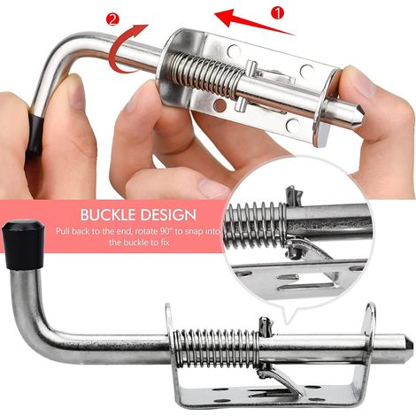 3 PCS Loquet à Ressort en Fer Galvanisé Serrure de Porte Abri de Jardin Boulon à Ressort Robust Targette à Ressort Verrou Porte de Garage pour Porte de Fourgon, Grange, Remorque, Sous-sol (1/4)