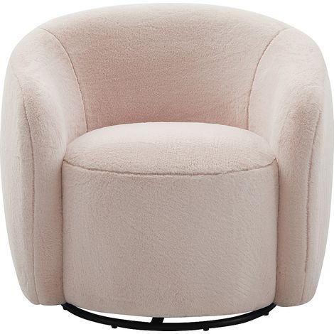Poltrona girevole in finta pelliccia rosa VEREIDE (1/4)