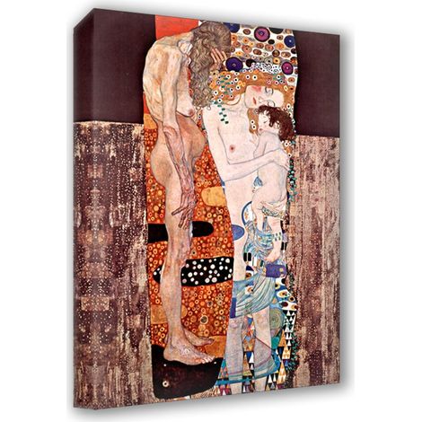 Lupia - Quadro su Tela il Meglio dell'Arte, 50x70 cm LE TRE ETA - KLIMT, Riproduzione d'Arte su Tela, Montato su Telaio in Legno 3 cm, Made in Italy (1/4)