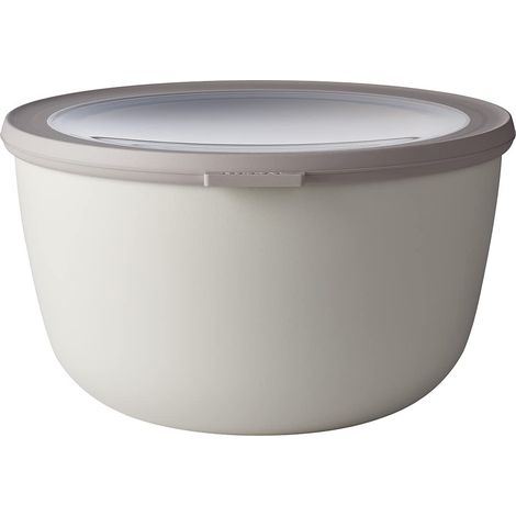 Mepal - Multi Bowl Cirqula Round - Contenitori Plastica con Coperchio - Adatto come contenitore ermetico per Frigo, microonde, Congelatore e piatti da portata - Ciotole Cucina - 3000 ml - Nordic White (1/2)