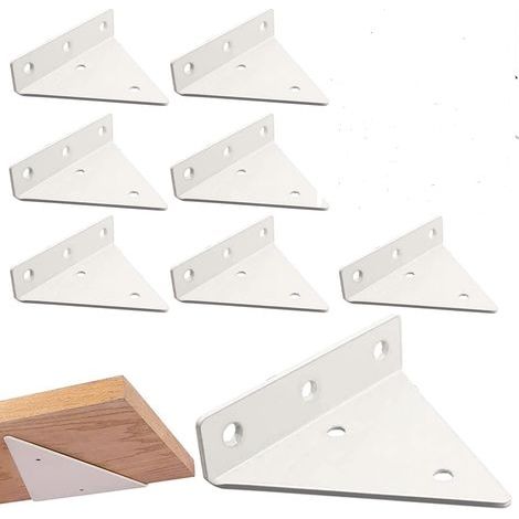 Set of 8 floating shelf brackets, space-saving concealed triangular shelf brackets, white (4 x 3.5 inches) (1/5)