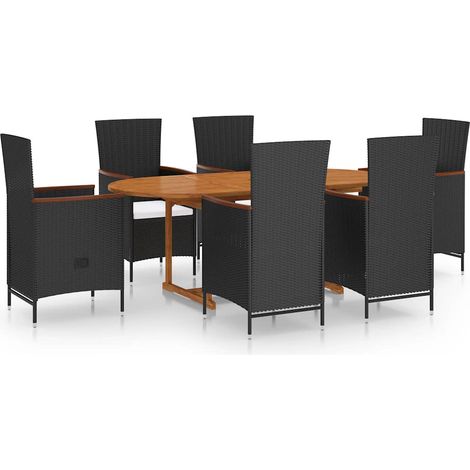 Maison Exclusive - Set Mobili da Pranzo per Giardino 7 pz in Polyrattan Nero