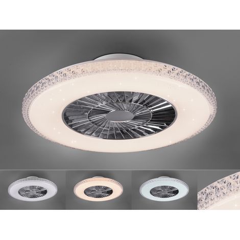 Deckenventilator mit Fernbedienung Deckenlampe Sterneneffekt Ventilator Vor-Rücklauf, Timer CCT, weiß, LED 38W 4400Lm warm-kalt, DxH 60x18 cm (1/5)