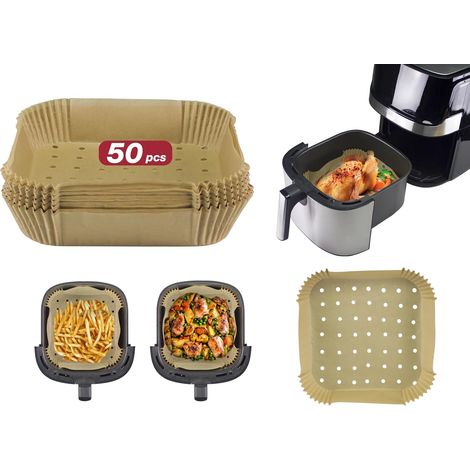 Papier de cuisson pour friteuse, Lot de 50 pièces, 20x20 cm, Papier de cuisson carré, Antiadhésif (1/5)