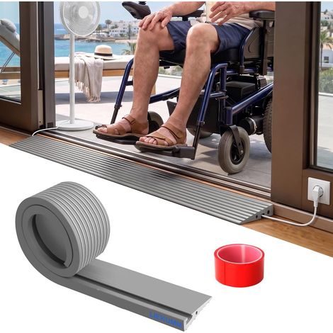 Rampe Fauteuil Roulant, Hauteur 2,5 cm Coupeable PVC Rampe de seuil Capacité 1000 kg Rampe de Seuil Autocollante, Antidérapant, Utilisable en Intérieur Extérieur, Pour Couloirs, Salles de Bain (1/5)