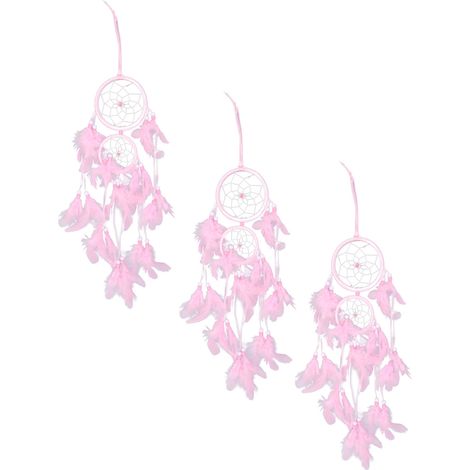 Déco suspendue fille 3 pièces, plume légère rose originale, ornement mural chambre, décoration fenêtre plafond, guirlande plume unique chambre ado (1/5)