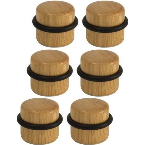 Marches of Doors - Stop of Door Adhesive in Wood for Floor - Butoirs of Door Protection of Doors and Wall - Pack 6 units (Oak)- (1/5)