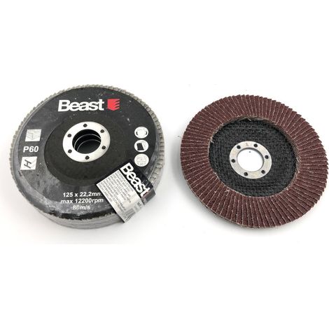3 Disques Lamelles Plat D. 125 x Al. 22,23 mm - Gr 60 Corindon pour Bois - Métal - Usage Professionnel - Beast (1/5)