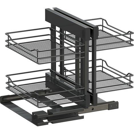 Vauth-Sagel VS Cor Flex Eckschrank Auszug Classic - Set für Küchenunterschränke mit KB 900mm - Korbablage aus Stahldraht, Stahl pulverbeschichtet lava (1/2)