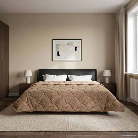 Ganzjahresbettdecke Gepolstert Taupe 200 x 220 cm