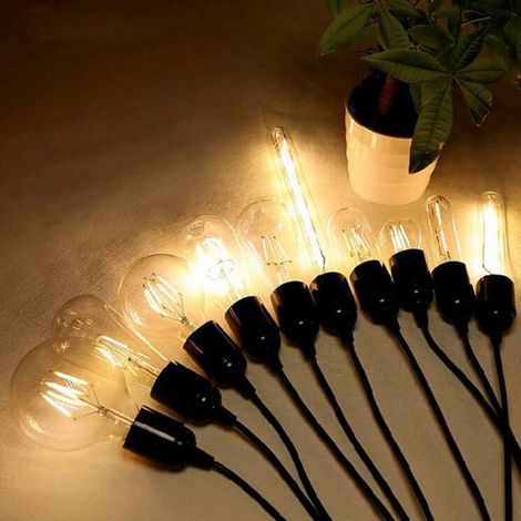 Douille E27 - Bakélite - Résistante à la Chaleur Jusqu'à 180 °C - Pour Ampoules LED Halogène et Basse Consommation - Lot de 6 (1/5)