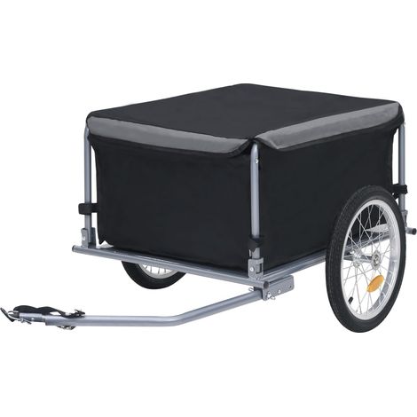 Rimorchio per bicicletta 65 kg nero e grigio 020004487