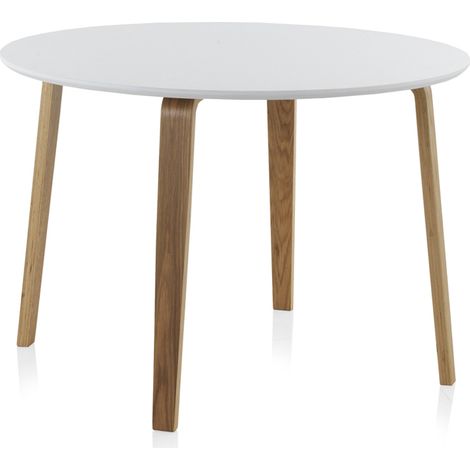 Table de salle à manger ronde en bois blanc, diamètre 110 cm (1/3)