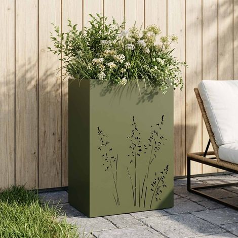 vidaXL Cache-pot de jardin Vert olive 50 x 30 x 75 cm (1/5)