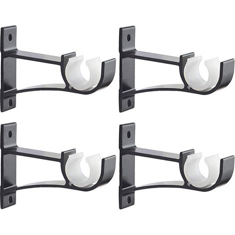JSSEVN - PCS Aluminum Alloy Curtain Rod Brackets 128cm Rustproof Curtain Pole Support Drapery Rod Brackets with Screws and Expansion Tube for Living Room Office Study Bedroom (1/5)