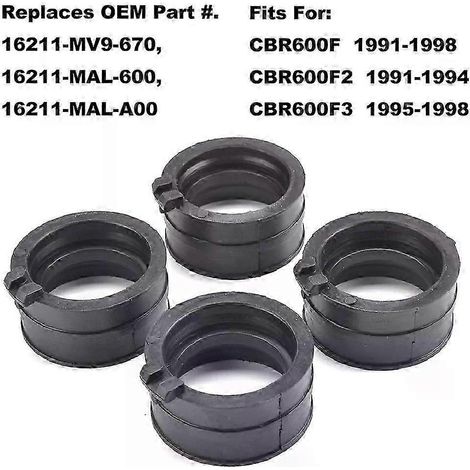 Pour Honda CBR600F 1991-1998 CBR600F2 CBR600F3 Carburateur Collecteur d'admission Isolateurs de manchon de carburateur Réf. OE 16211-MV9-670 16211-MAL-600 (1/4)