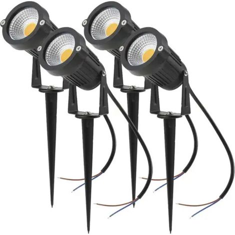 4PCS Éclairage extérieur COB 5W 220V IP65 Projecteur LED étanche Projecteur contrôlable Lumière de jardin pour chemin, plantes, balcon, patio, pelouse, blanc chaud (1/5)