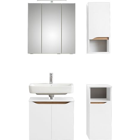 Badezimmer Set in Weiß Glanz mit Weiß Hochglanz QUEIMADOS-66, B/H/T ca. 95/200/33 cm (1/5)