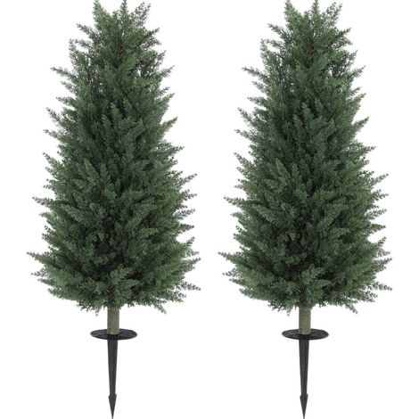 2er-Set künstliche Zypressen mit Erdspieß, 100 cm, grün (1/5)