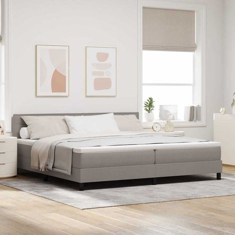 Lit à ressorts avec coussin Taupe 200 x 200 cm tissu vidaXL (1/5)