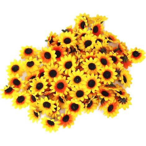 x têtes de tournesol en artificiel réalistes accessoires pour la maison et décoration fête Plastique Jaune (1/5)