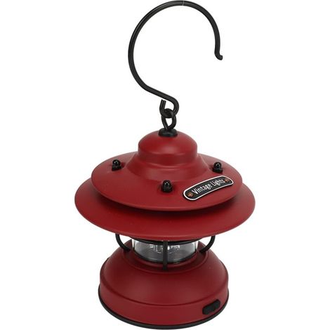 Vintage Lantern, High Light Transmission Metal Hook, Vintage Camping Lantern, Adjustable Brightness 35-100lm, IPX4 Waterproof LED for Outdoor Use (Matte Red) (1/5)