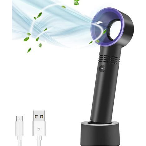 Ventilateur portable à main, vitesse réglable (1-100), 3600 mAh, rechargeable USB, affichage numérique (gris) (1/5)