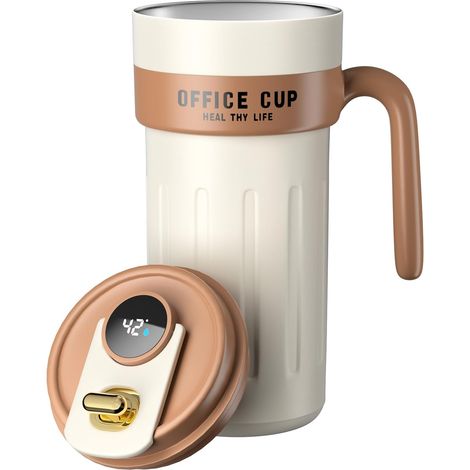 APEX Smart Coffee Travel Mugs, 650ml Tasse En Acier Inoxydable 316 Isolée sous Vide Indicateur de Température LED Ecran Tactile (Kaki) (1/5)