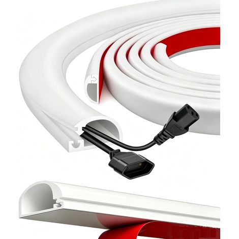 3 Mètre Goulotte de Câble, Auto-adhésif Cache Cable, Cache Fil Electrique Flexible, Cache Câble Semi-circulaires, Flexible Cache Cable Auto-adhésif pour 2-3 Câbles Bureau Maison, 28x15 mm (1/5)