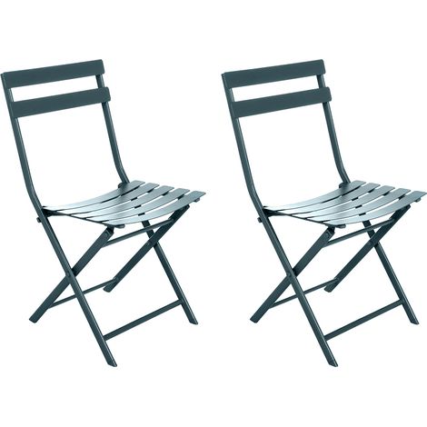 Hesperide – Lot de 2 chaises de jardin pliantes en acier traité epoxy bleu canard – Résistantes aux intempéries – Dimensions 51x42x80 cm (1/3)