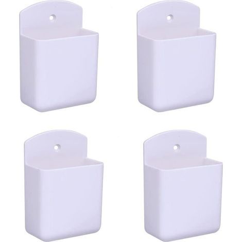 Lot de 4 supports de télécommande blancs support de télécommande support mural boîte de rangement multimédia pour bureau à domicile chambre (1/4)