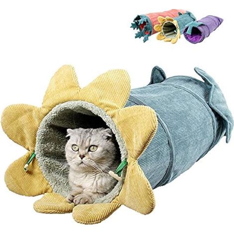 Tunnel pliable en velours côtelé pour chat, forme de légume, litière chaude pour chat, jouets interactifs pour jouer en intérieur (1/5)