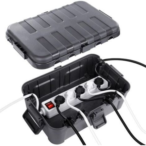 Extra große Kabelbox (32 x 22 x 13 cm), IP54 wasserdicht, sicheres Außenkabel, wetterfeste Steckdosenabdeckung zum Schutz der Steckdosenleiste, Zeitschaltuhr-Steckdose, grau