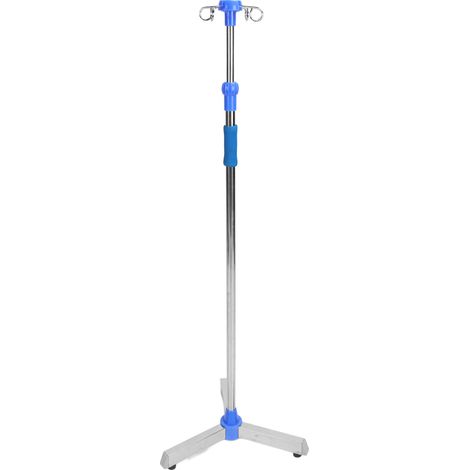 Perche à perfusion réglable en hauteur, tige en acier inoxydable, trépied robuste, 4 crochets, support de poche de sérum sur pied, modèle renforcé. (1/5)