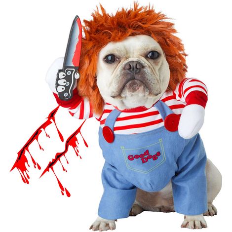 Tödliches Puppenkostüm für Hunde, lustiges Chucky-Halloweenkostüm, süßes Partyoutfit, Cosplay-Kostüm für kleine Hunde, mo (1/5)