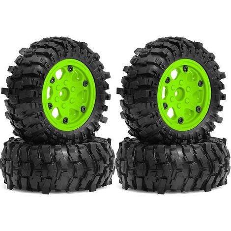 Ensemble de 4 jantes Beadlock de 88 mm (1,9 pouce) et pneus en caoutchouc souple pour voiture RC crawler 1/10 Axial SCX10 Pro (1/5)