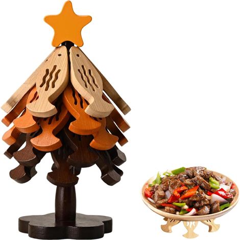 Dessous de plat en bois, forme arbre, isolant thermique (1/5)