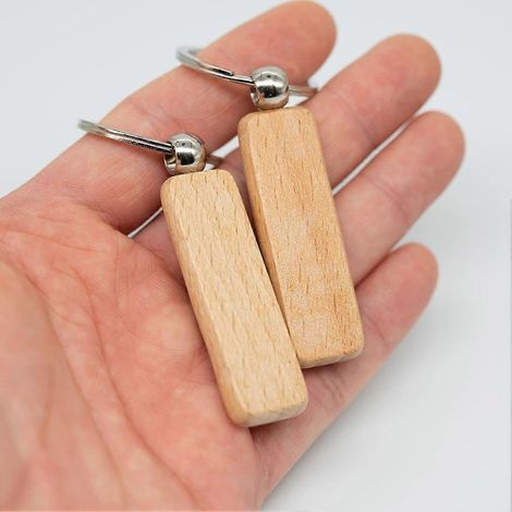 Ébauches de bois à graver, rectangulaires, pour porte-clés, lot de 20 (largeur : 1,8 cm) (1/5)