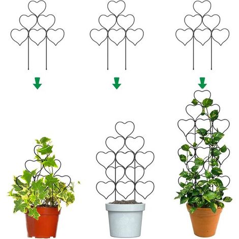 Rankgitter für Zimmer und Gartenpflanzen, 3 teiliges stapelbares Metall Rankgitter Kleines Gartenregal für Topfpflanzen, Stütze für Efeu, Blumen, (1/4)