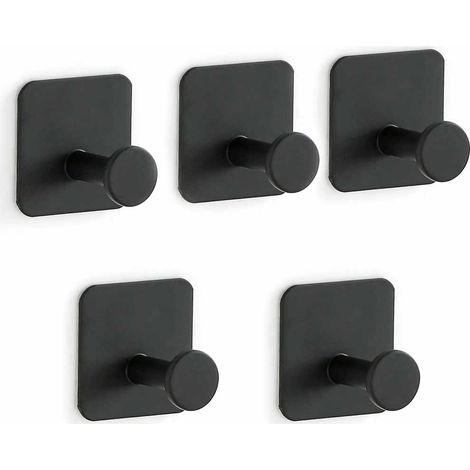 5PCS-Crochets Auto-adhésifs Acier Inoxydable Robuste Crochet à Serviette Pas de Perçage Solide Coller sur Mur Crochets pour Cuisine Salle de Bain Accueil Porte Manteau Clé Peignoir (1/5)