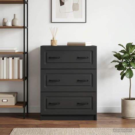 Armoire à tiroirs 2 tiroirs en bois d’ingénierie noir 66 x 34,5 x 87 cm - PANGIVO (1/5)