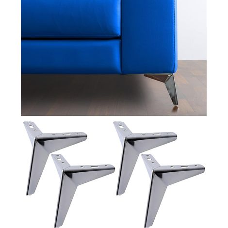 Patas metálicas de diseño Jazz – cromadas – altura 135 mm – juego de 4 – sillón/armario