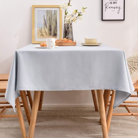 Nappe Argent 140x240 cm antitache aspect lin rectangulaire