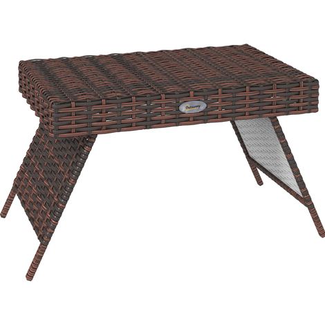 Tavolino pieghevole da giardino in rattan marrone 60 x 41 x 41 cm (1/5)