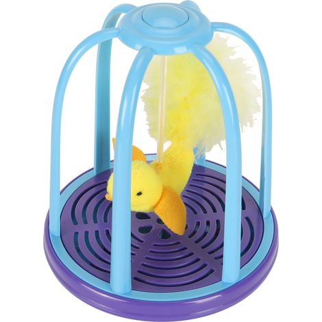 Cage à oiseaux pour chat, jouet électrique couinant interactif, réduction de l'anxiété et de l'ennui pour chats adultes, bleu (1/5)