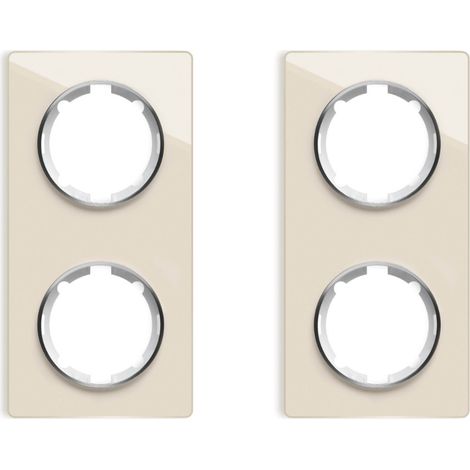 Plaque de finition Garda, en verre, vertical, 2 postes (lot de 2) - beige