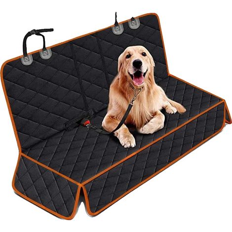 Funda impermeable para asiento de coche para perros, diseño antideslizante, color naranja. (1/2)