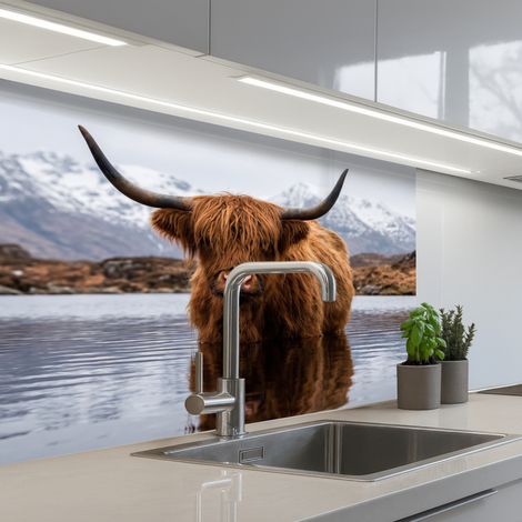 Kitchen Splashback Scotch highlander - Brown - Water 80x60 cm (1/5)